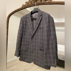 Like New Jos A Bank Plaid Men's Blazer Gray Blue Sz 46R